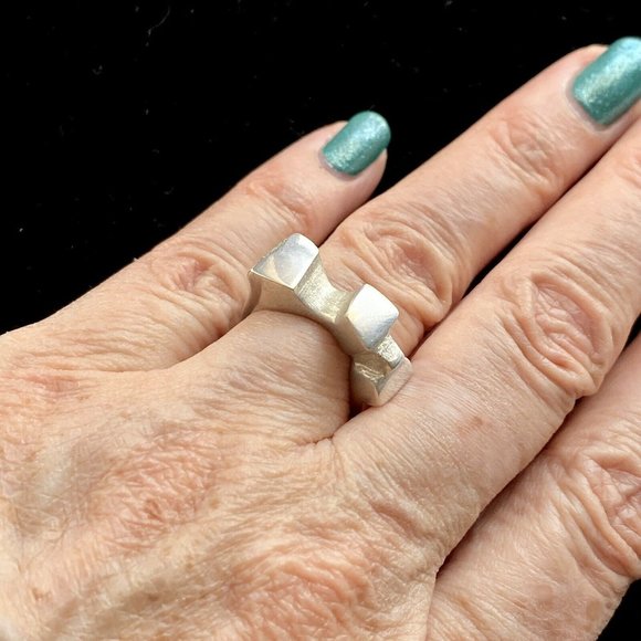 Chunky Handmade Geometric Sterling Silver Don Dietz Ring Size 5.75 TW 11.3 G - Picture 8 of 12